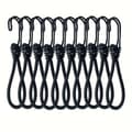 10-pack reflekterande elastiskt tältrep med krokar – tältlinor för camping, armégrön Black