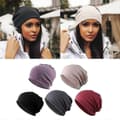 5-pack Slouchy Baggy Beanie Chemo Hat - Khaki + Black + Grey + Wine Red + Purple-FO-