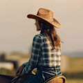 Miniatyrbillede 5 af 5: Cowboyhat til kvinder og mænd med formbar bred skygge - Filt Cattleman Westernhatte Karamellbrun Caramel Brown Caramel Brown L XL