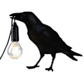 Miniatyrbillede 1 af 5: Sort harpiks heldig fugl ravn væglampe bordlampe natlampe soveværelse sengebord stue væglampe boligindretning