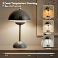 Miniatyrbild 2 av 5: LED-bordslampa med trådlöst batteri, dimbar blomkruka med touch-funktion, 3 färger modern svamplampa, uppladdningsbar blomkrukslampa, (svart)