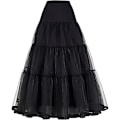 Miniatyrbilde 3 av 5: Dame Ankel Lange Underskjørt Skjørt Bryllup Halv Slip Krinoliner Underskjørt Svart‘-XT- Black S M