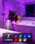 Miniatyrbild 2 av 4: Waterproof Bathroom Shower Light with 7-Color Ocean Wave Projector - Rechargeable Wireless Lighting with Touch Controls and Remote Control-FO-