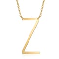 Damhalsband med sidoblocksformad initialbokstav, rostfritt stål engelsk bokstav halsband, guld, Z-FO- Z
