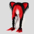 Plysj Katteører Hodeplagg for Halloween Cosplay og Kostymefester Blk/Red