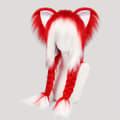 Plysj katteører hodeplagg for Halloween cosplay og kostymefester Red/White