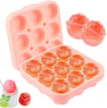 Ice Cube Tray with Lid, Rose-shaped Silicone Ice Cube Mold, Pink Ice Cube Tray for Freezing-FO-
