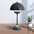 Miniatyrbillede 1 af 5: LED-bordlampe, trådløs batteri, berøringsregulerbar blomsterpottebord, 3 farver moderne svampelampe, genopladelig blomsterpottelys, (sort)