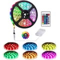 Battery Powered LED Strips with Remote Control, Self-Adhesive, Cuttable, Waterproof, 2M 60 LED RGB Strip Lights-FO-