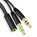 Miniatyrbild 5 av 5: Ljudkontaktkabeladapter 3,5 mm hona till 2 hanar 3,5 mm splitter