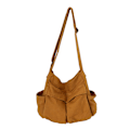 Miniatyrbillede 1 af 3: Stor Kapacitet Canvas Messenger Taske Multi Rum Taske Casual Kvinder Mænd Skuldertaske Brown