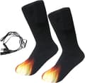 Winter Heated Socks, Double Layer for Warmth and Insulation, with Toe Heating; Black 5V Heated Socks with USB Cable-FO-
