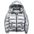 Herre Vinterjakke Glimrende Stå-Krage Vanntett Hette Dunjakke Sølv Sølv sølv sølv sølv{KDO} silver S