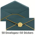 Affärskuvert med V-flik och guldkant för kontor och postutskick 50Env+50Stk Dark Green