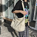 Miniatyrbillede 2 af 2: Stor Kapacitet Canvas Messenger Taske Multi Rum Taske Casual Dame Herre Skuldertaske Beige