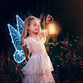 Miniatyrbild 4 av 4: Glittrande Fe-vingar för Vuxna, LED-Hårband för Fe-temafester Stjärnblå Stjärnblå Stjärnblå