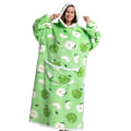 Miniatyrbilde 1 av 5: Storlek Hettegenser Sweatshirt Kvinner Vinter Hetter Fleece Kjempe TV Teppe Med Ermer Green Apple