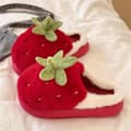 Söta tecknade fruktskor för män och kvinnor, mysiga tofflor med halkfri sula EU 38 Red Strawberry