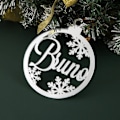 Miniatyrbilde 3 av 5: Personlige Julernepynt Julgranspynt Personlig Pynt Laser Skåret Navn Jul Personlige Gavekoder Navn Dekorasjon Hvit White White Round  10CM