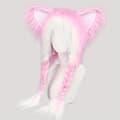 Plysj katteører hodeplagg for Halloween Cosplay og kostymefester Pink/White