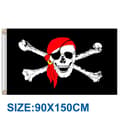 90 x 150 cm - Piratflagg med 2 metallmaljer, værbestandig