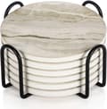 Set med 6 underlägg med ställ, absorberande halkfria keramikunderlägg -FO-