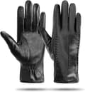 Læderhandsker til kvinder - Varme touchscreen vinterhandsker til kvinder PU læderluffer Blødt fleeceforet fuldfinger vinterhandsker til kvinder piger-FO-