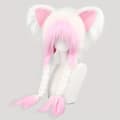 Plysj katteører hodeplagg for Halloween Cosplay og kostymefester White Pink