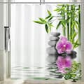 Zen Duschdraperi Anti Mögel 3D-tryckt Bambu Sten Badrumsgardin 180x200 Lång Vattentät Polyestertyg Orkidé P