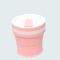 350 ml rosa hopfällbar silikonmugg, perfekt för resor och hotell.