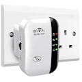 Miniatyrbild 1 av 5: WiFi Förstärkare 2024, WiFi Amplifier, WiFi Repeater, Täckning upp till 3000 kvm, Anslut 45 Enheter, Internetförstärkare Vit