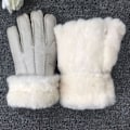 Miniatyrbild 3 av 5: 100% Fårull Vintervantar Handskar För Kvinnor Män Äkta Kashmirpäls Varma Handskar Dam Full Finger Äkta Läder BK One Size