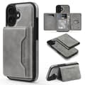 Lämplig för iPhone 16-serien, multifunktionellt starkt magnetiskt korthållare mobiltelefonfodral grå iPhone 16 Plus iPhone 16 Plus
