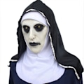 Miniatyrbild 2 av 2: Skräck Nunna Latex Mask med Huvudduk Valak Cosplay för Halloween Vit One Size