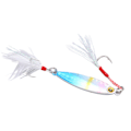 Miniatyrbild 2 av 6: 10g Jig Fiske Lure Set - 5st Metalljiggar med Fjäderkrokar för Basfiske