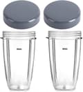 Mixerkoppar Ersättning Passar för NutriBullet 600W 900W, 24 oz Kopp med Lock, 2-pack