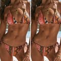 Bikiniset för damer med snörning i sidan, stringtrosa, badkläder, flerfärgad Multicolour L