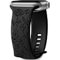 Pikkukuva 1 / 5: Kukallinen kaiverrettu ranneke Apple Watchille, yhteensopiva 38 mm, 40 mm ja 41 mm:n kanssa, naisille, vaihtohihna iWatch Series SE 9 8 7 6 5 4 3 2 1, musta Black