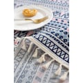 Miniatyrbilde 2 av 6: Etnisk stil duk Polyester Bomull Bohemsk Pop Rektangulær støvtett duk Kaffebord duk Deksel Grå bølgete frynser Gray corrugated tassel 140X220CM