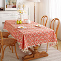 Miniatyrbilde 7 av 7: Etnisk stil duk polyester bomull bohemsk pop rektangulær støvtett duk kaffeborddekke blå rosa pop frynser Blue Pink Pop tassel 140X220CM