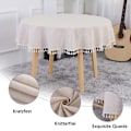 Miniatyrbilde 3 av 7: Beige rund duk 150 cm vaskbar linbomullsduk krøllfri KLB