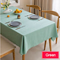 Miniatyrbillede 1 af 11: Vandtæt dug, nordisk bomuld og linned dug, japansk stil, ensfarvede duge til spisebord, sofabord, grøn Green 90x150cm