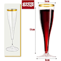 Miniatyrbillede 4 af 6: 50 stk Champagne-glas med guldkanter 150ml, genanvendelige champagneglas med fod til havebryllup, dagsfester, brusebadsfester (5 x 17cm)