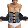 Miniatyrbillede 2 af 8: Sved Waist Trainer til Kvinder To Bælter, Neopren Trænings Korset Taljetræner Cincher Trimmer Shaper Lynlås Grå Gray M