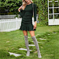 Miniatyrbilde 7 av 7: Kvinners høst langærmet bodycon kort kjole, rynket bodycon slirekjole, gave til kvinner Style-1 M