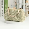 Pearl Handheld Dinner Handheld Handle Shoulder Bag Khaki
