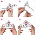 Pikkukuva 4 / 8: Prinsessa Elsan asustesarja lapsille, sisältää letin, tiaran, käsineet ja taikasauvan 9pcs - pink (braids)
