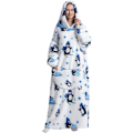 Miniatyrbilde 1 av 6: Unisex Filtgenser med hette, varm og myk oversized hettegenser, brukbar filt-kjole for menn og kvinner, full lengde Pingvin One size