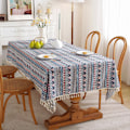 Miniatyrbilde 1 av 7: Etnisk stil duk polyester bomull bohemsk pop rektangulær støvtett duk kaffeborddekke blå rosa pop frynser Blue Pink Pop tassel 120x160cm