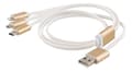 Multilader, USB-C, Lightning, Micro USB, USB-A, 1m, hvit Guld, Vit